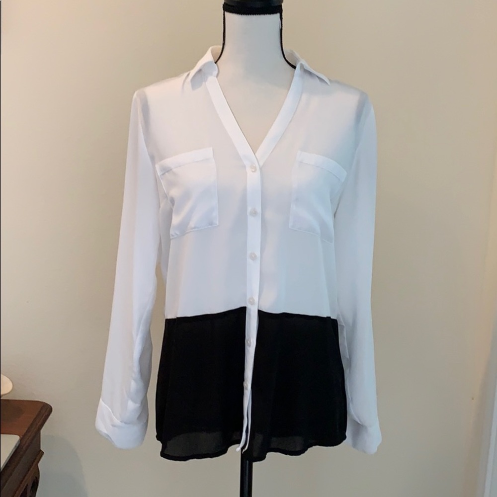 Black and white blouse from Express